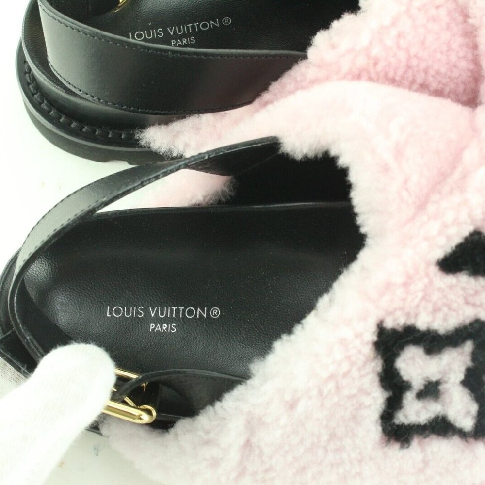 Louis Vuitton Size 39 Monogram Pink Shearling Paseo Sandals 3LV419C - Picture 9 of 12